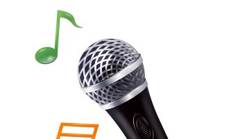 Illustration of microphone with musical notes