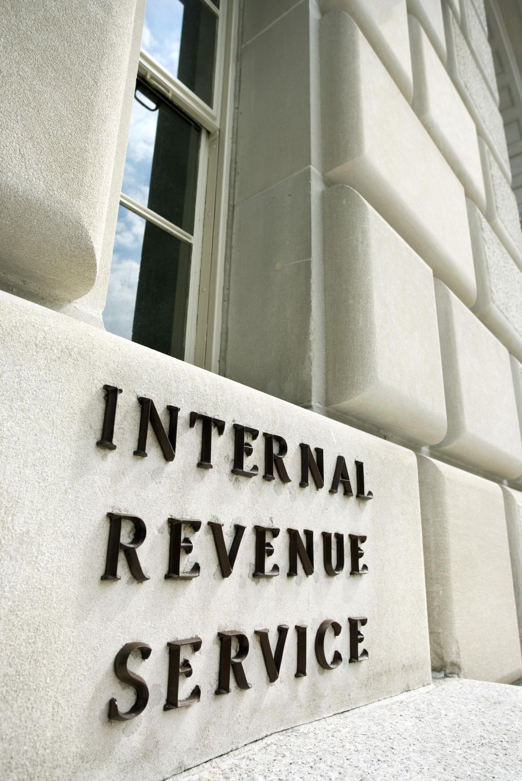 Sign on Internal Revenue Service building, Washington, DC