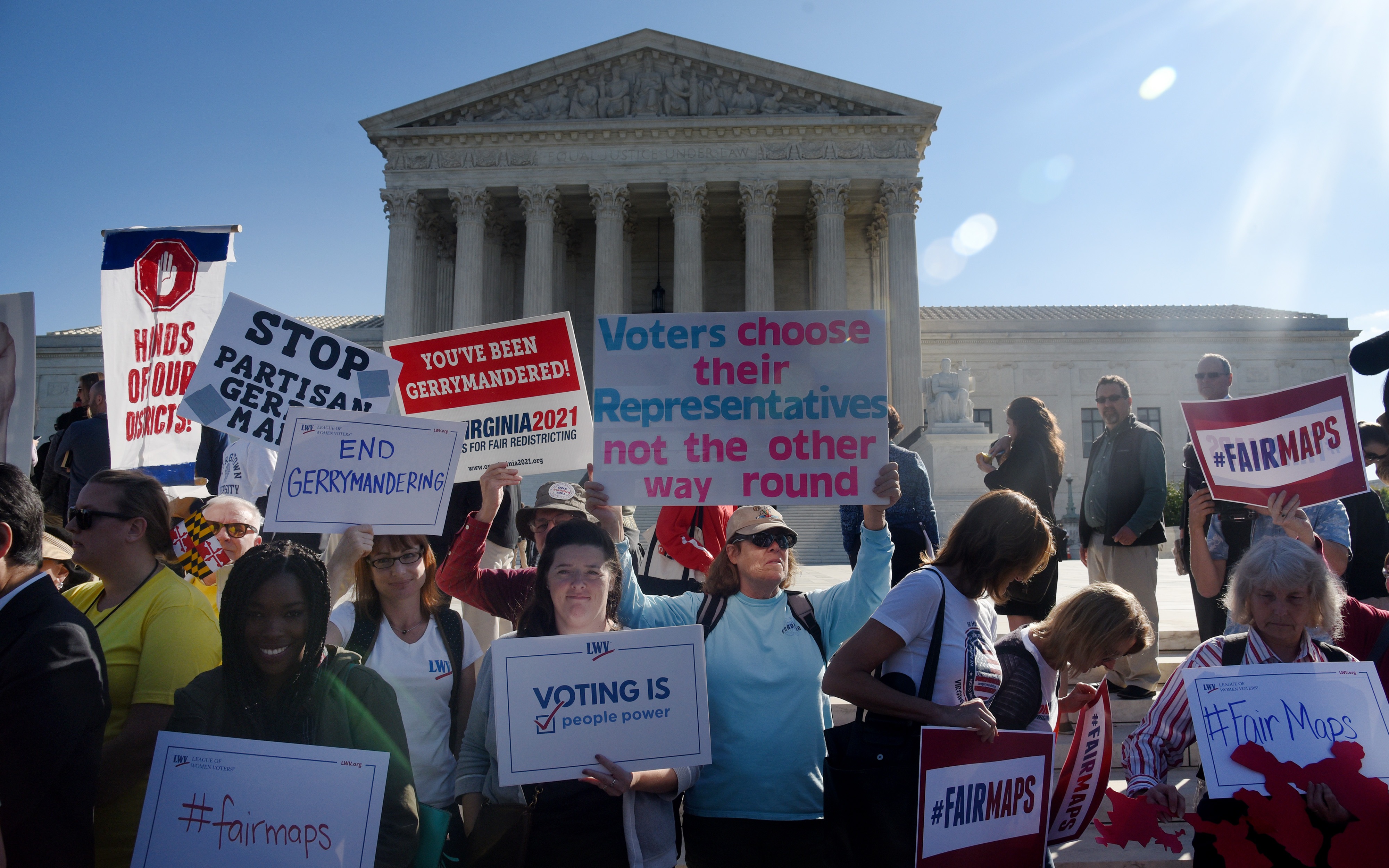 Activists Demonstrate Outside Supreme Court As Court Hears Case To Challenging Practice Of Partisan Gerrymandering