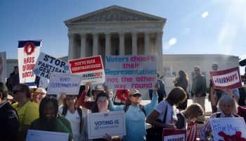 Activists Demonstrate Outside Supreme Court As Court Hears Case To Challenging Practice Of Partisan Gerrymandering
