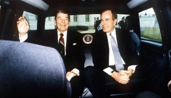 President Ronald Reagan And Vice President George Bush On Reagan's Last Day As Presiden...
